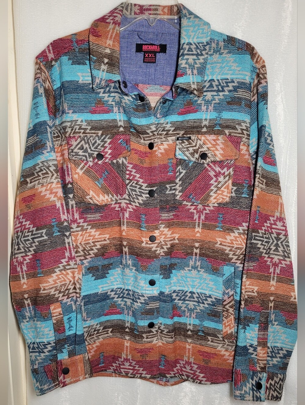 Rock & Roll Aztec Button-Up Tshirt/ Jacket - XXL